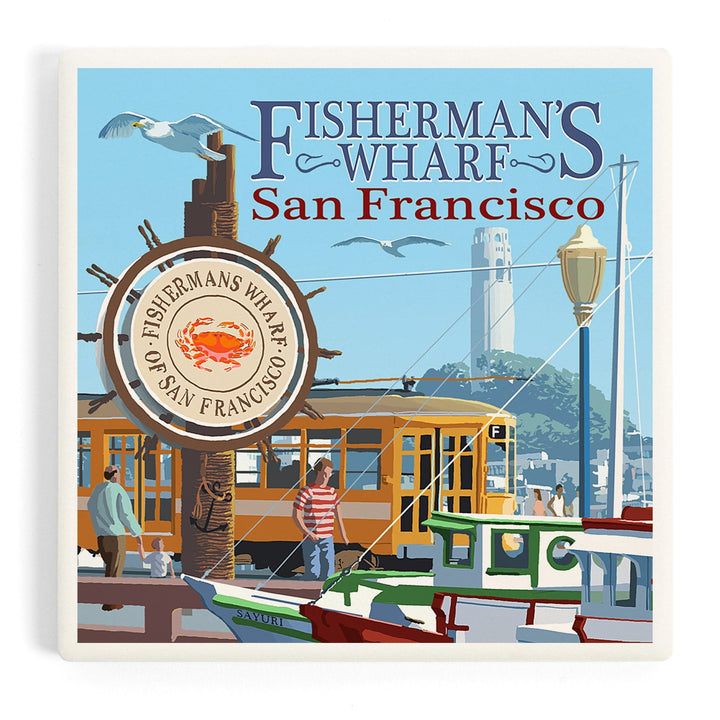 San Francisco, California, Fisherman's Wharf, Coasters Coasters Lantern Press Coaster
