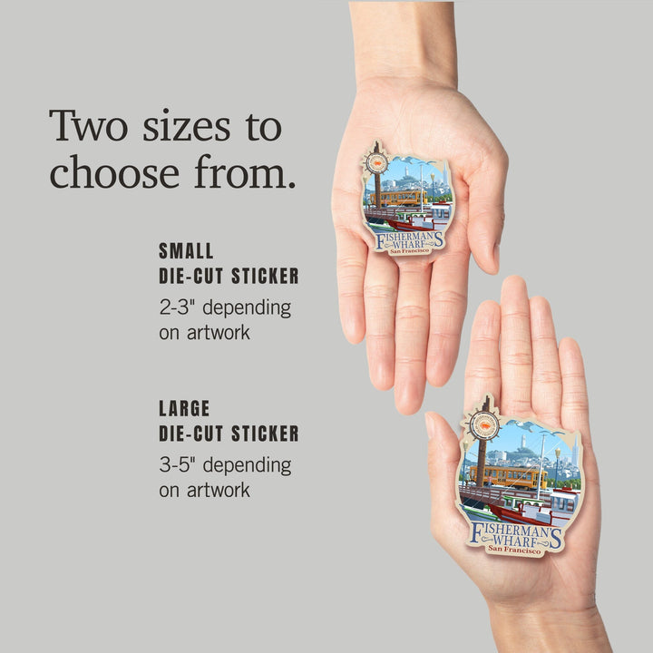 San Francisco, California, Fisherman's Wharf, Contour, Vinyl Sticker Sticker Lantern Press