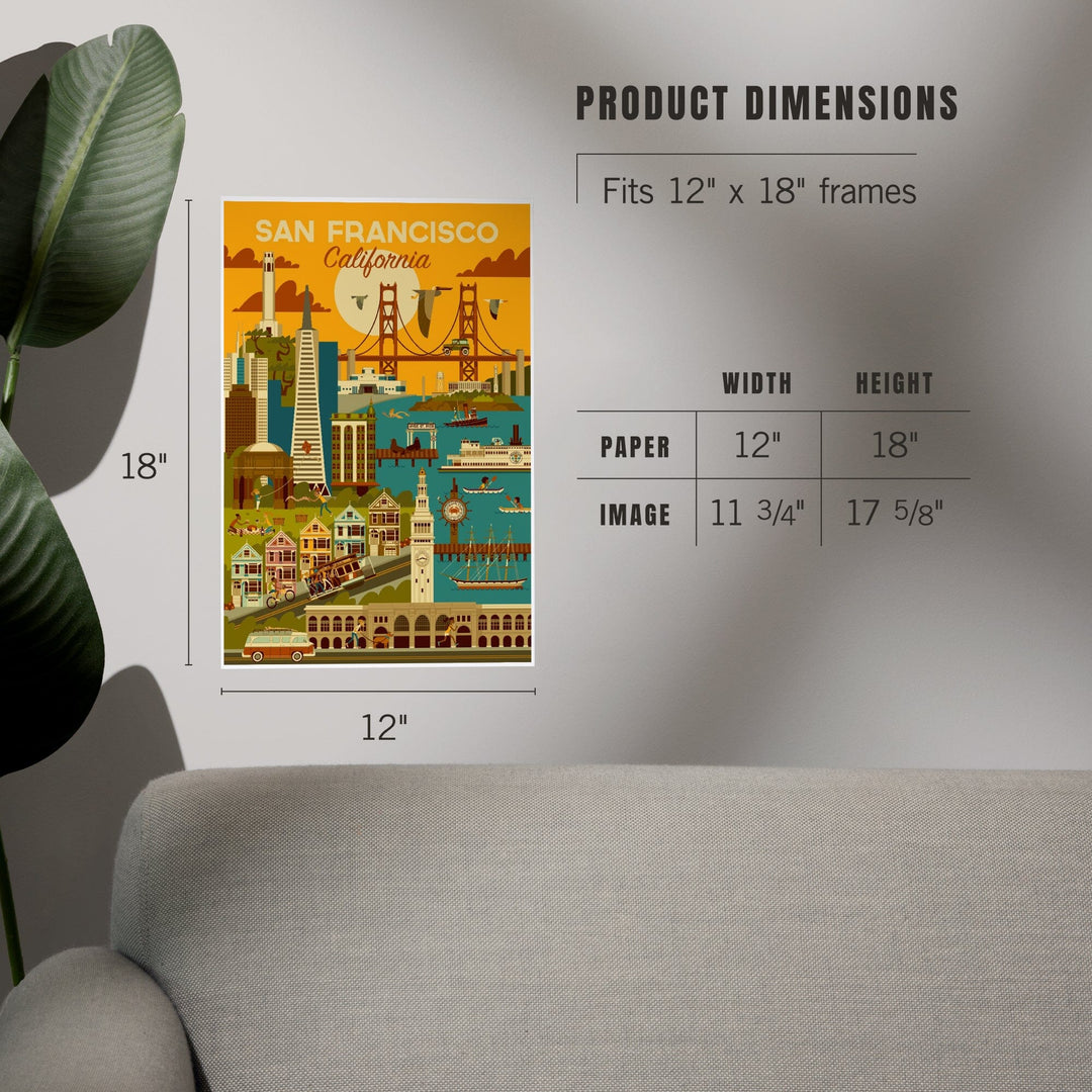 San Francisco, California, Geometric, Art & Giclee Prints Art Lantern Press