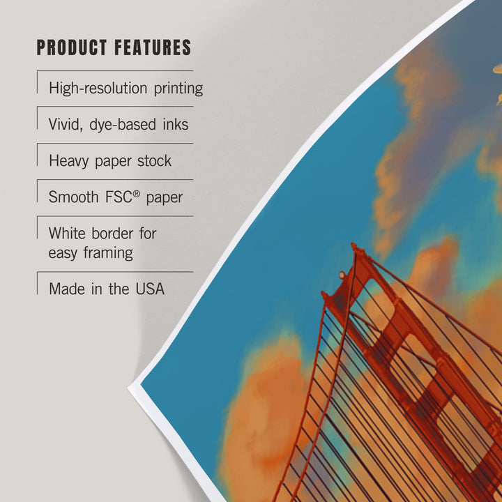 San Francisco, California, Golden Gate Bridge, Art & Giclee Prints Art Lantern Press