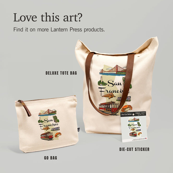 San Francisco, California, Landmarks and Icons, Contour, Vinyl Sticker Sticker Lantern Press