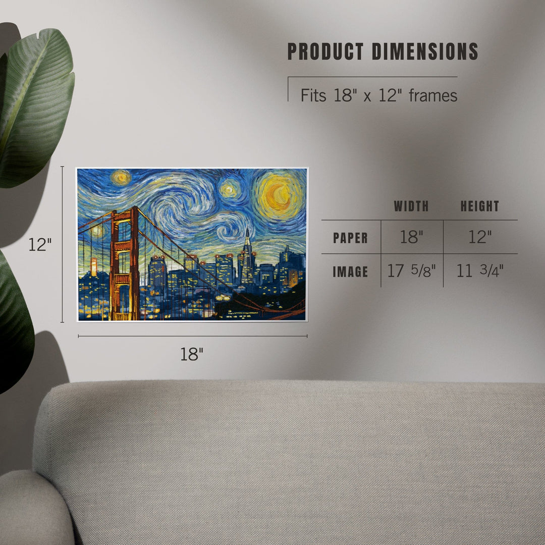 San Francisco, California, Starry Night City Series, Art & Giclee Prints Art Lantern Press