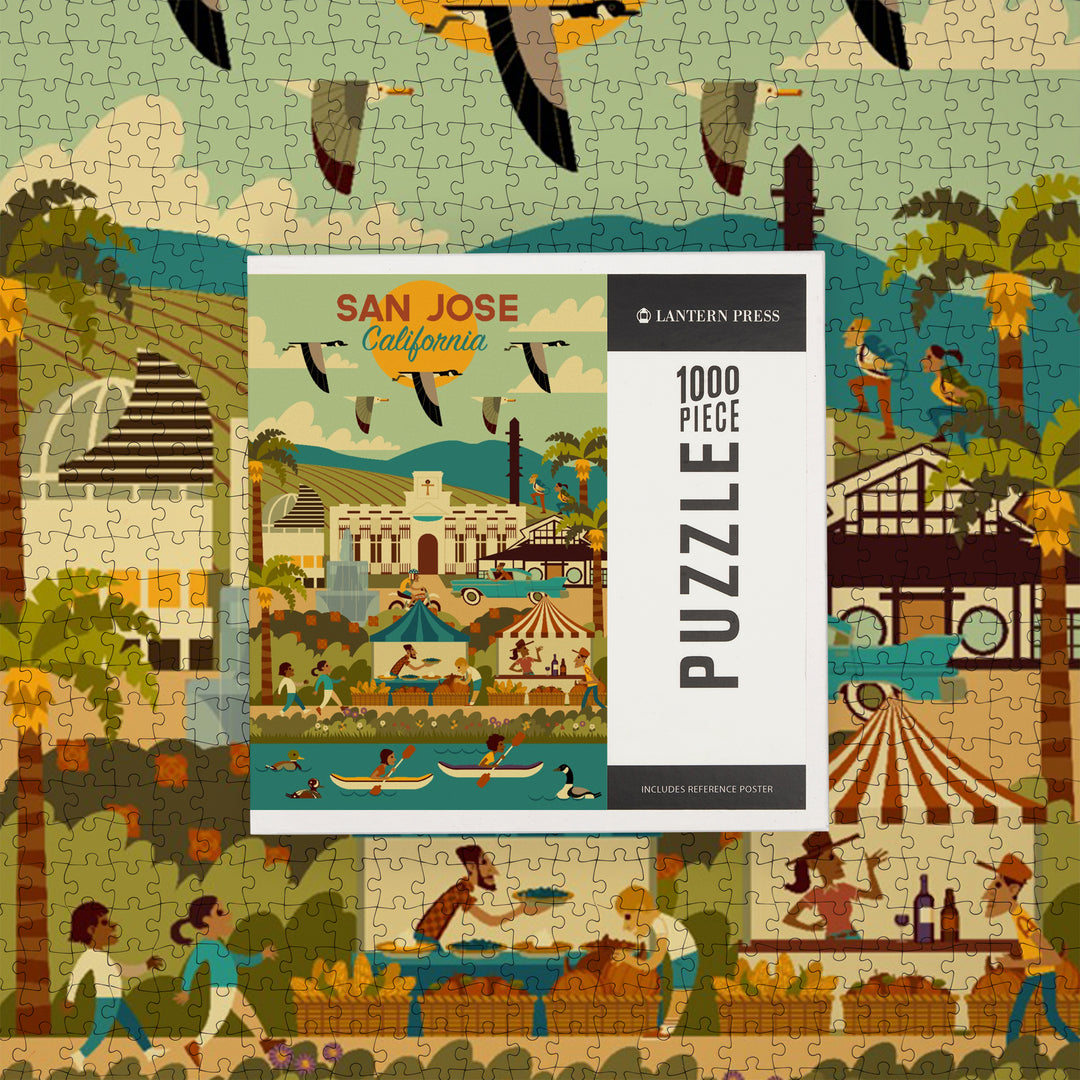 San Jose, California, Geometric City Series, Jigsaw Puzzle Puzzle Lantern Press