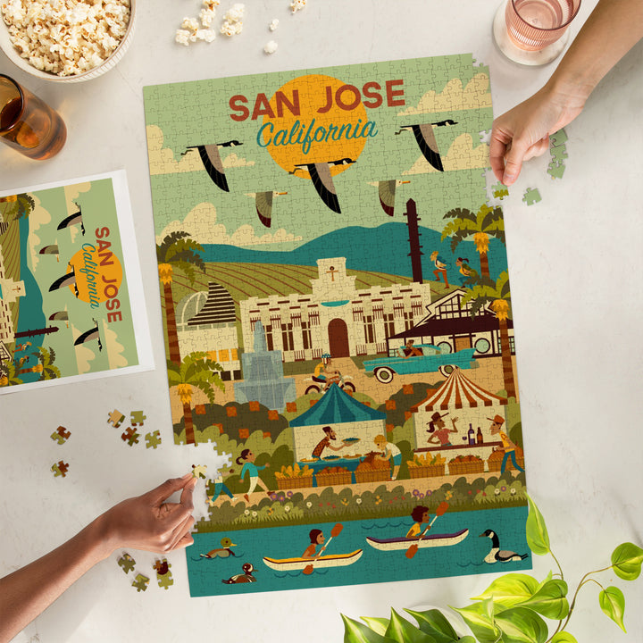 San Jose, California, Geometric City Series, Jigsaw Puzzle Puzzle Lantern Press