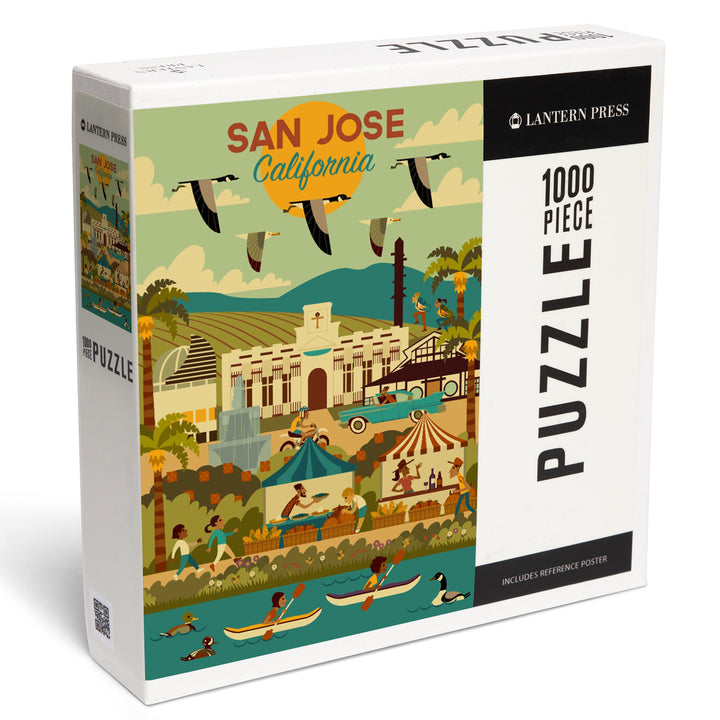 San Jose, California, Geometric City Series, Jigsaw Puzzle Puzzle Lantern Press