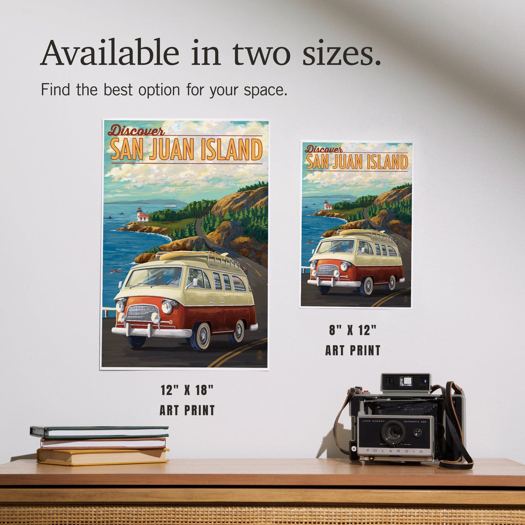 San Juan Island, Washington, LP Camper Van, Art & Giclee Prints Art Lantern Press