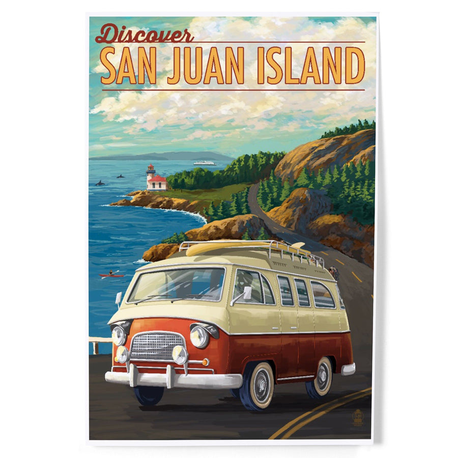 San Juan Island, Washington, LP Camper Van, Art & Giclee Prints Art Lantern Press