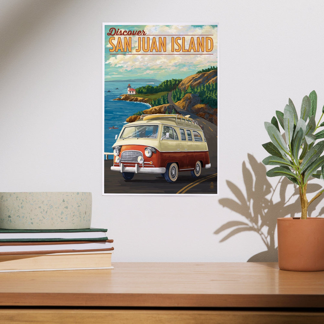 San Juan Island, Washington, LP Camper Van, Art & Giclee Prints Art Lantern Press