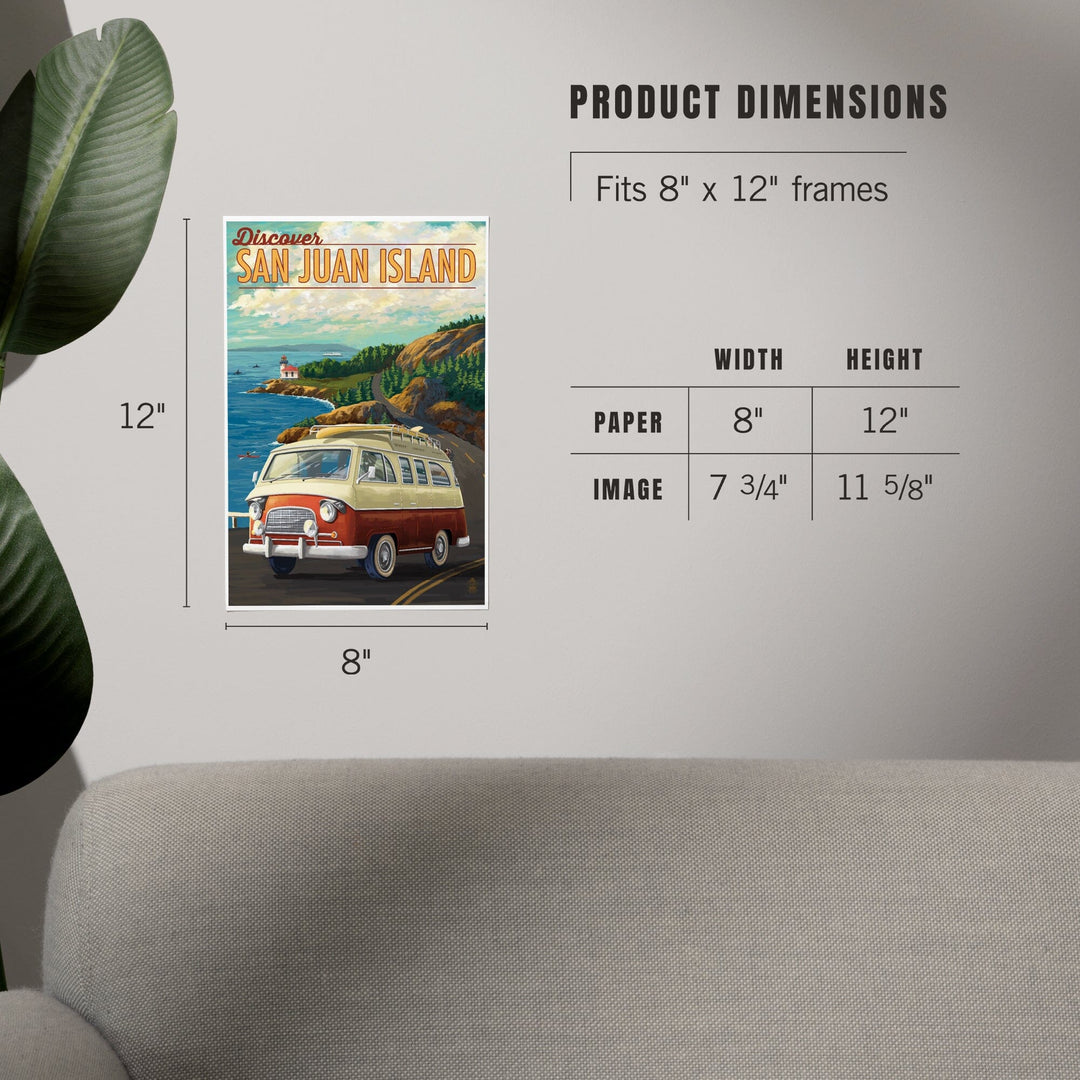 San Juan Island, Washington, LP Camper Van, Art & Giclee Prints Art Lantern Press