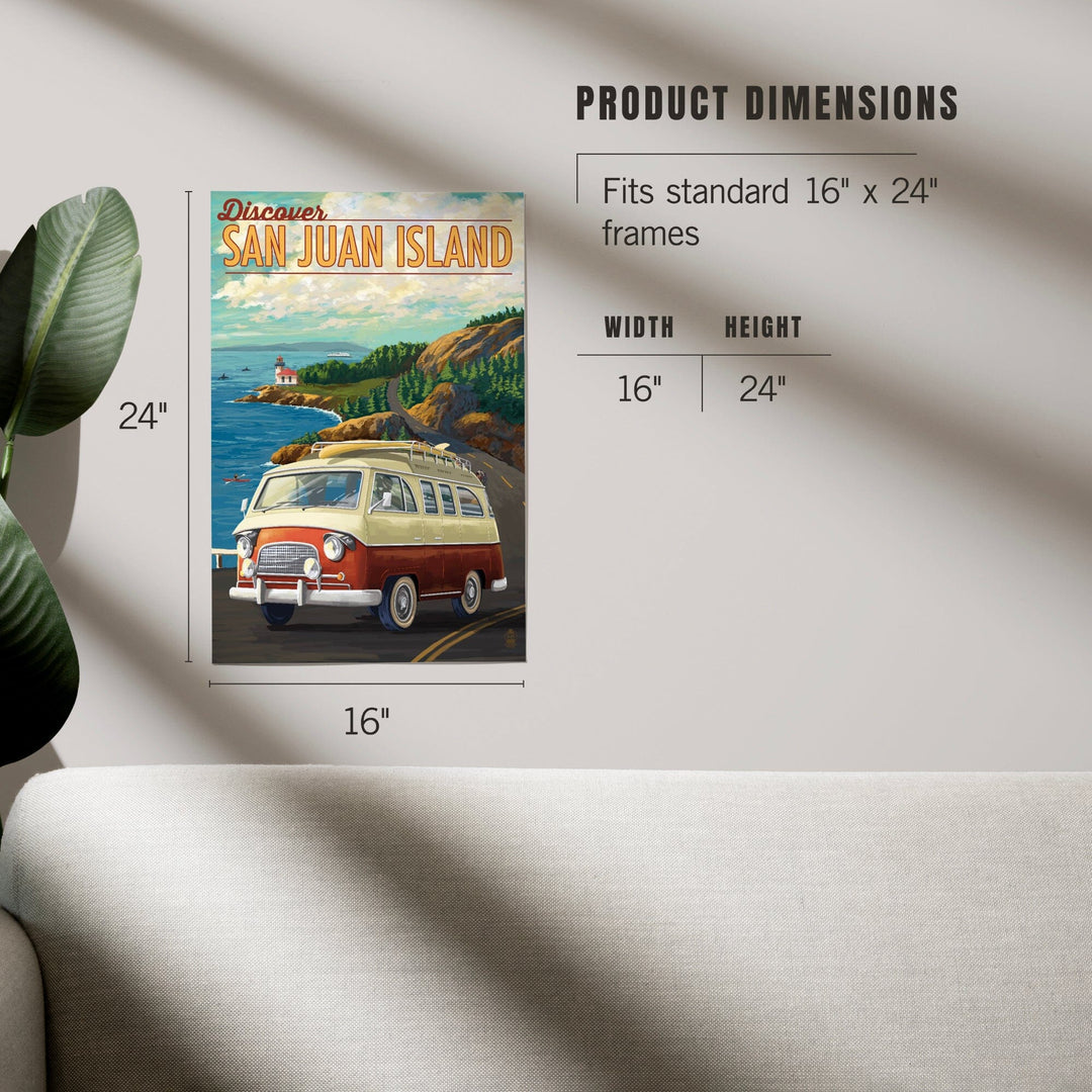 San Juan Island, Washington, LP Camper Van, Art & Giclee Prints Art Lantern Press