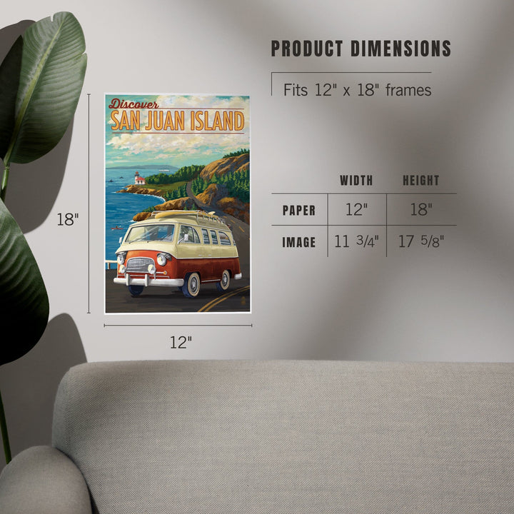 San Juan Island, Washington, LP Camper Van, Art & Giclee Prints Art Lantern Press