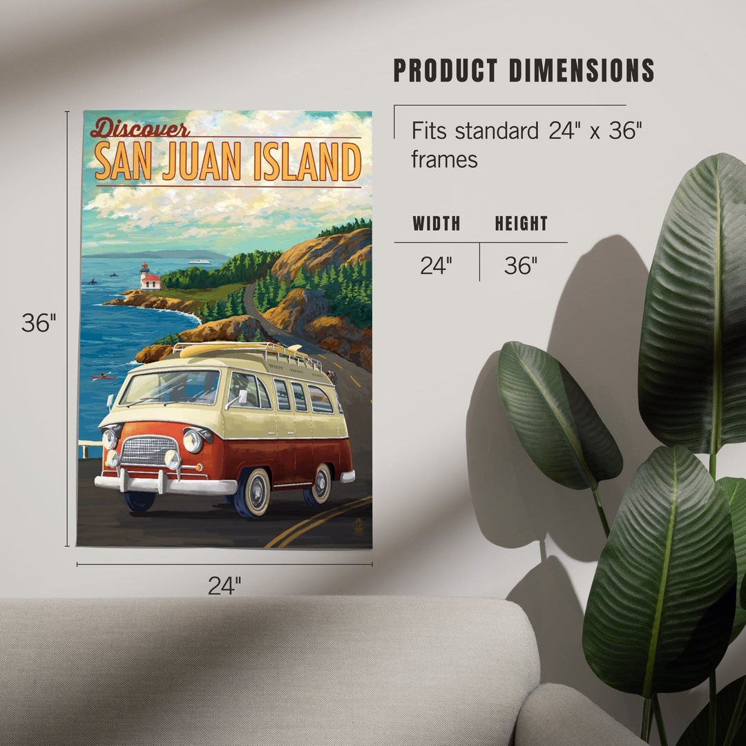 San Juan Island, Washington, LP Camper Van, Art & Giclee Prints Art Lantern Press