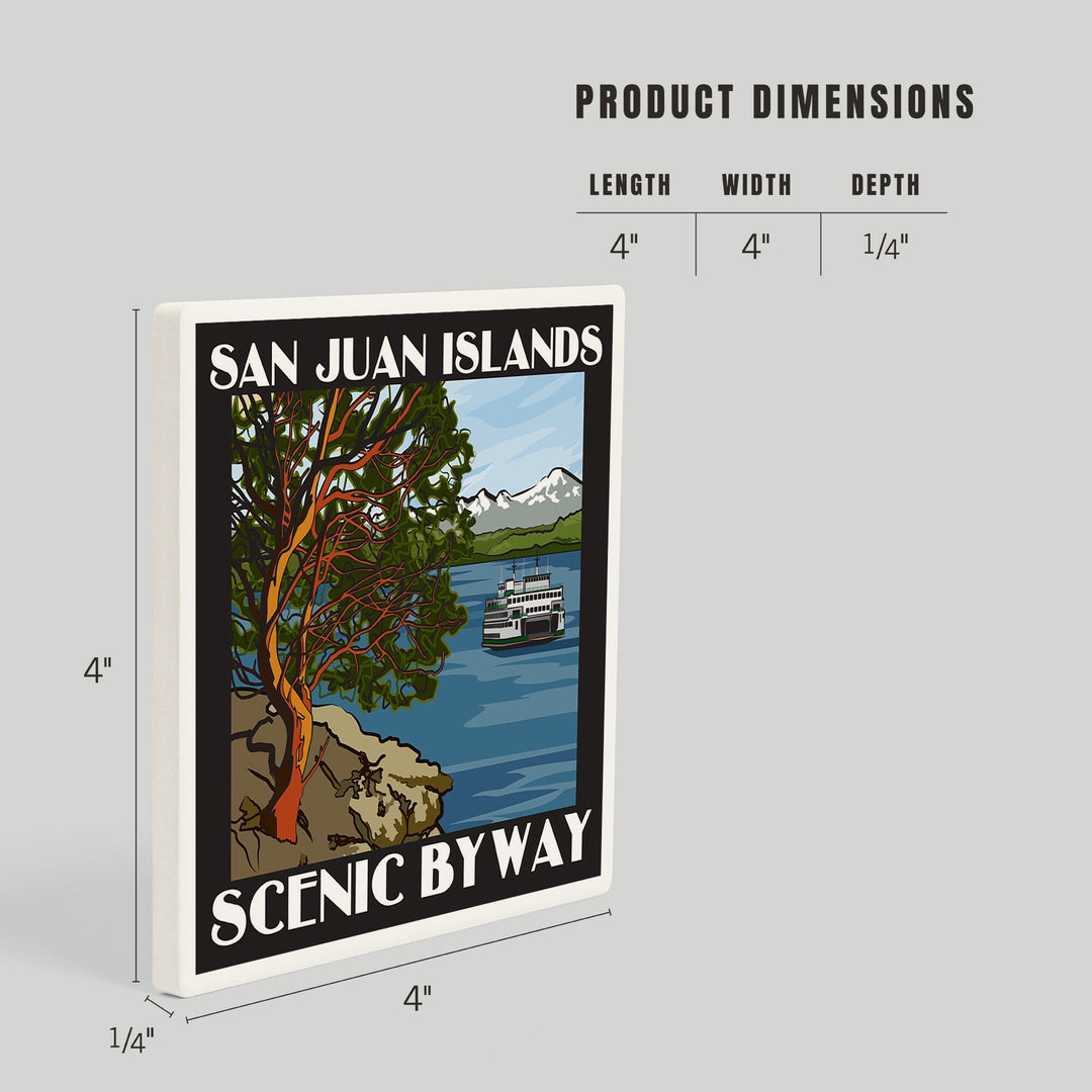 San Juan Islands Scenic Byway, Washington, Official Logo, Coasters Coasters Lantern Press