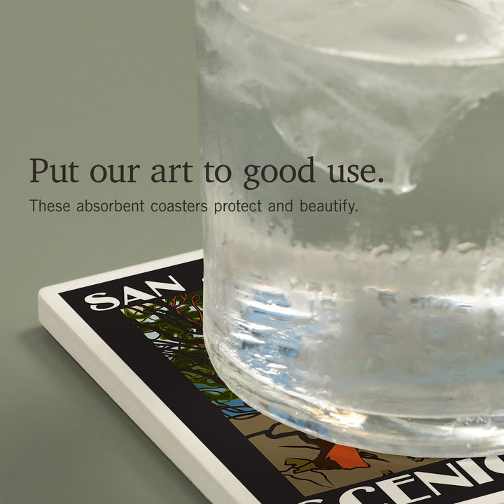 San Juan Islands Scenic Byway, Washington, Official Logo, Coasters Coasters Lantern Press