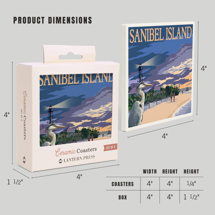 Sanibel Island, Florida, Lighthouse, Coasters Coasters Lantern Press