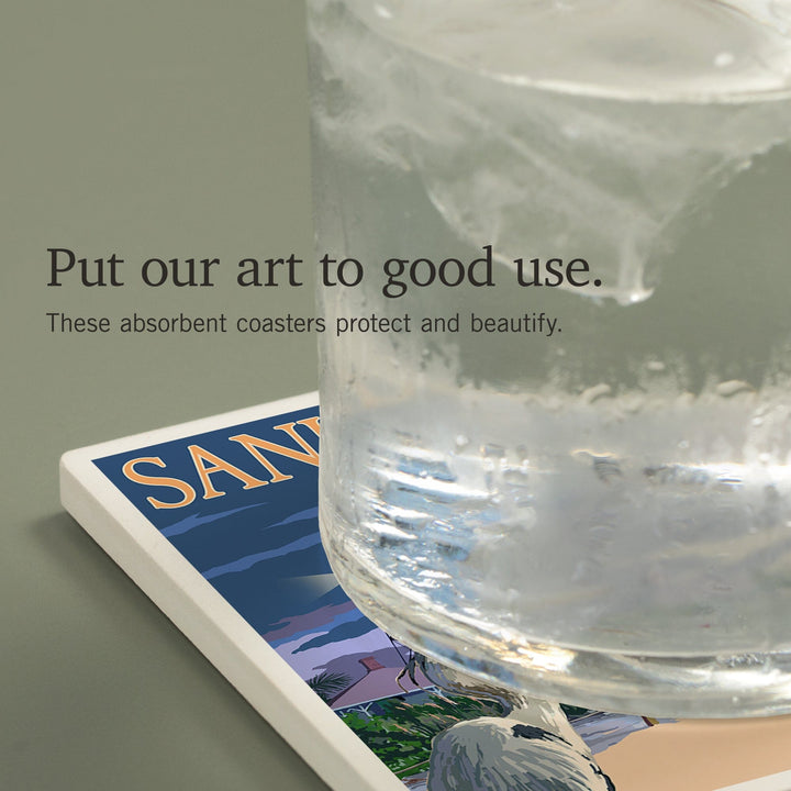 Sanibel Island, Florida, Lighthouse, Coasters Coasters Lantern Press