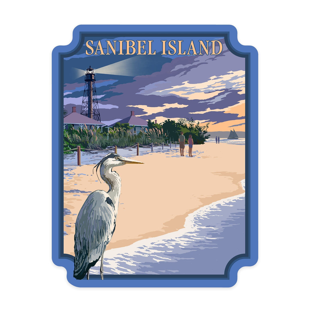 Sanibel Island, Florida, Lighthouse, Contour, Vinyl Sticker Sticker Lantern Press
