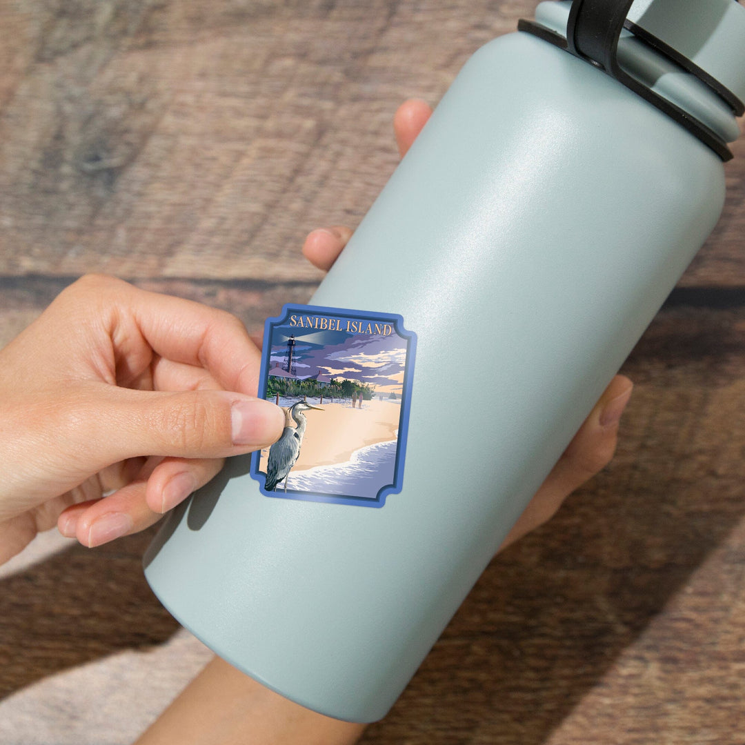Sanibel Island, Florida, Lighthouse, Contour, Vinyl Sticker Sticker Lantern Press