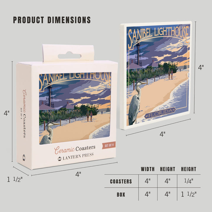 Sanibel Lighthouse, Florida, Coasters Coasters Lantern Press