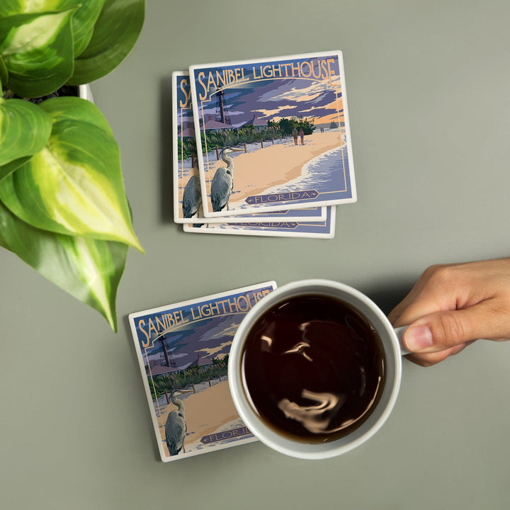 Sanibel Lighthouse, Florida, Coasters Coasters Lantern Press