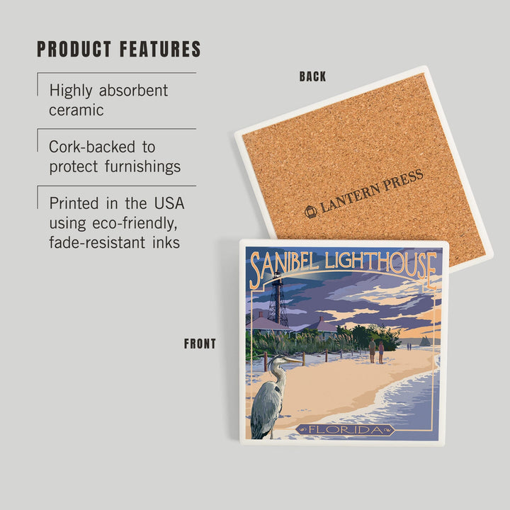 Sanibel Lighthouse, Florida, Coasters Coasters Lantern Press