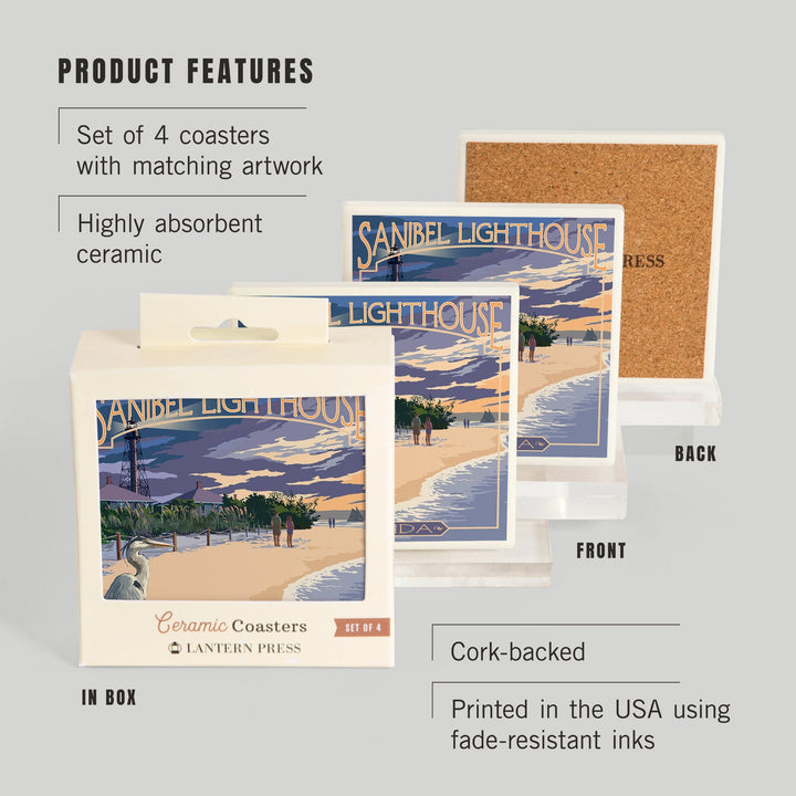 Sanibel Lighthouse, Florida, Coasters Coasters Lantern Press