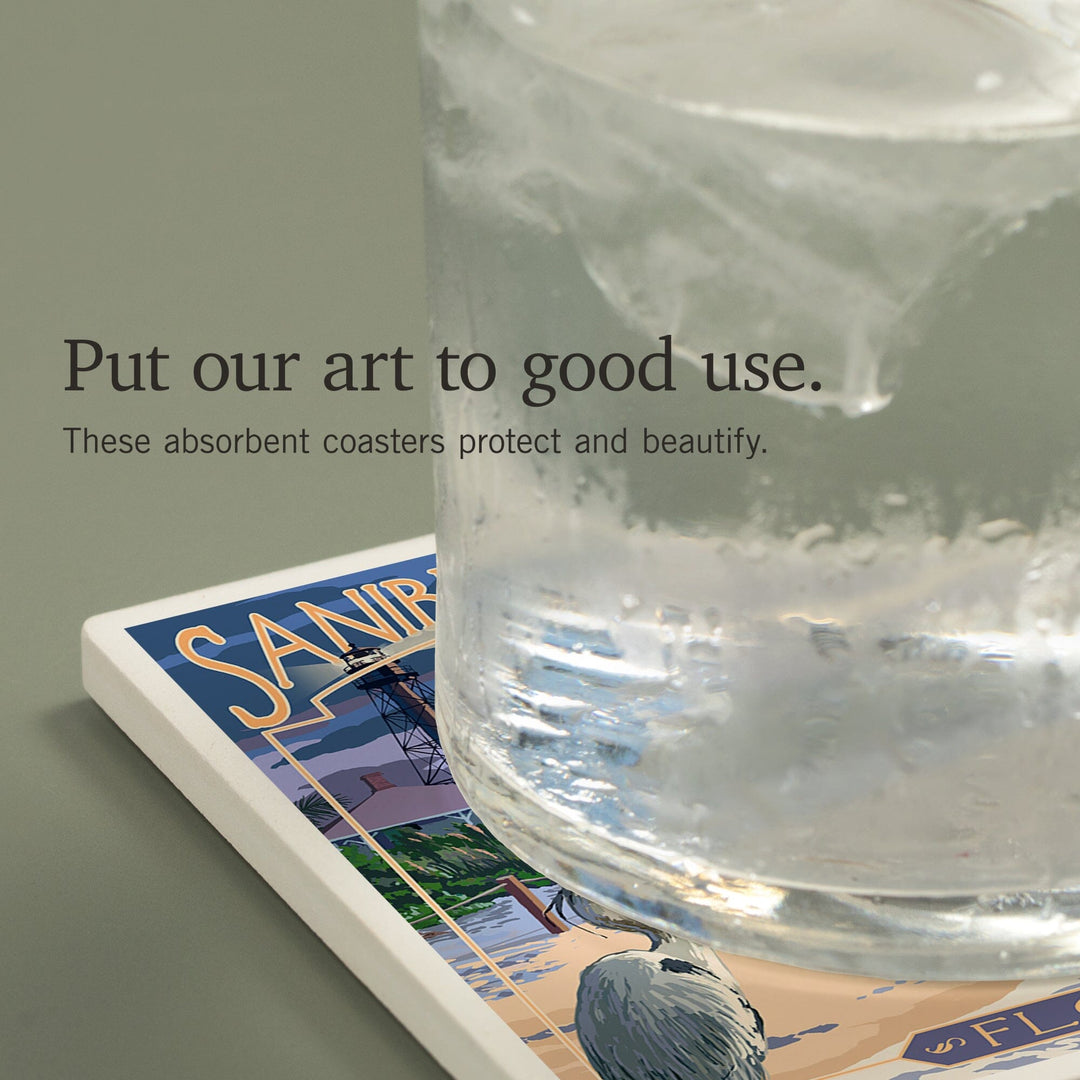 Sanibel Lighthouse, Florida, Coasters Coasters Lantern Press