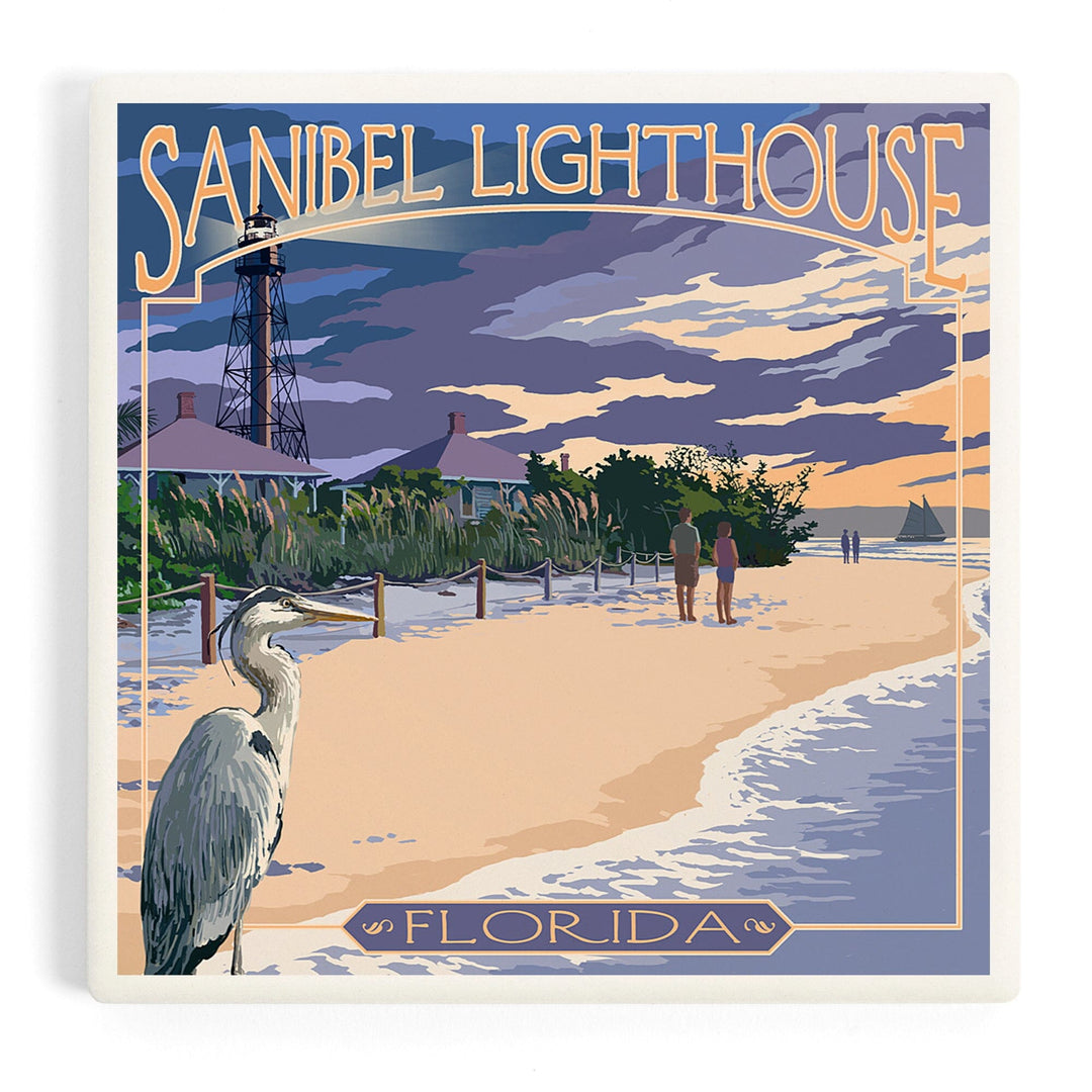 Sanibel Lighthouse, Florida, Coasters Coasters Lantern Press Coaster