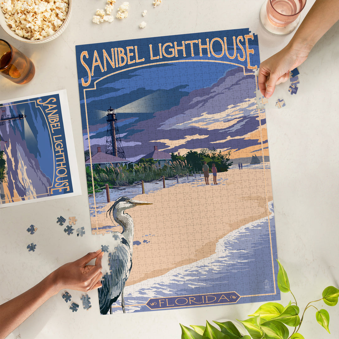 Sanibel Lighthouse, Florida, Jigsaw Puzzle Puzzle Lantern Press