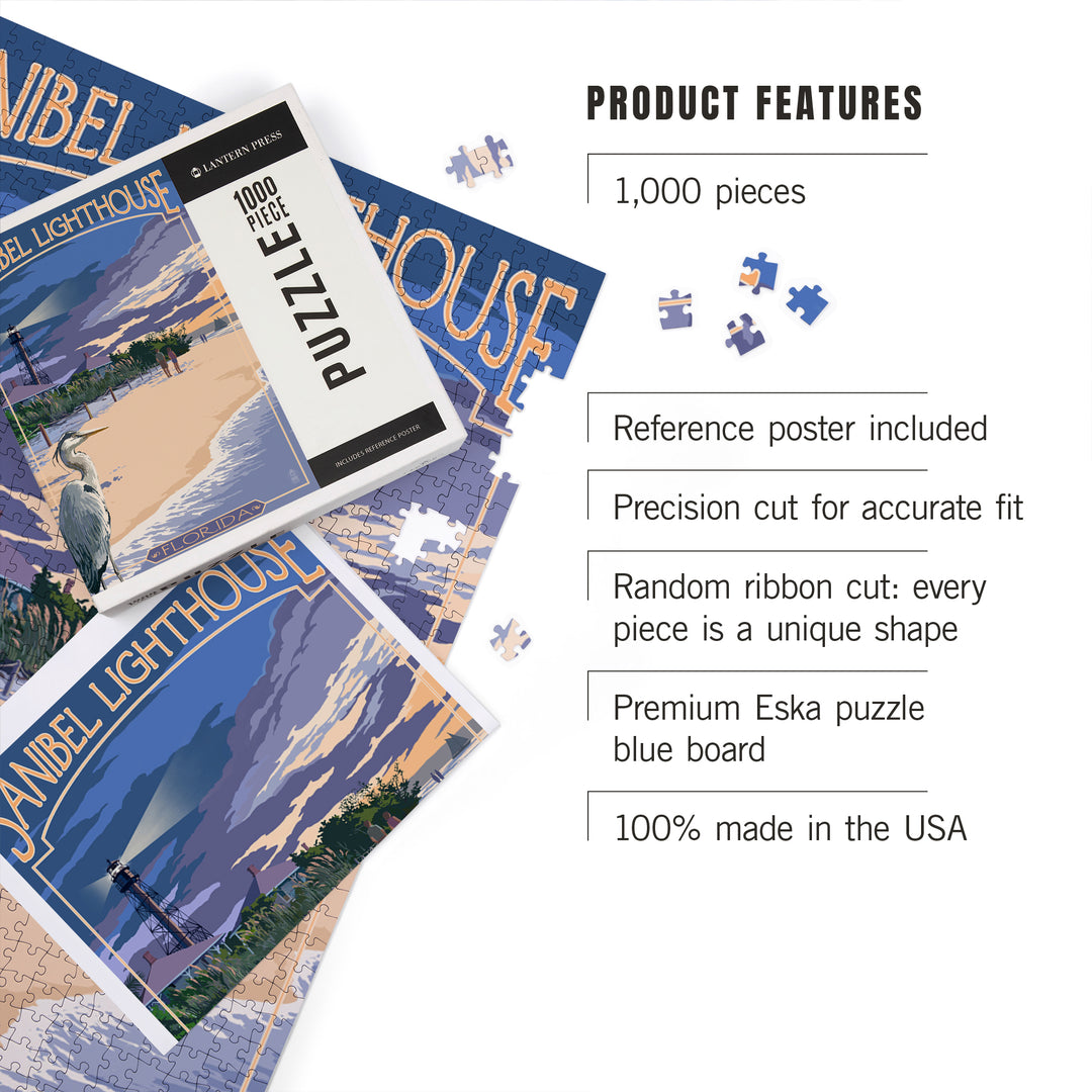 Sanibel Lighthouse, Florida, Jigsaw Puzzle Puzzle Lantern Press