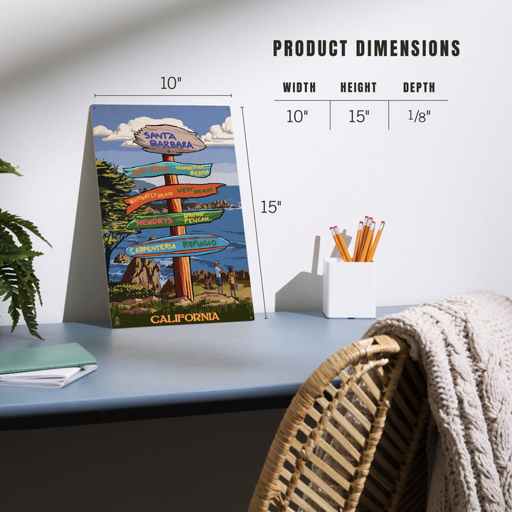 Santa Barbara, California, Destination Sign, Lantern Press Poster, Wood Signs and Postcards Wood Lantern Press