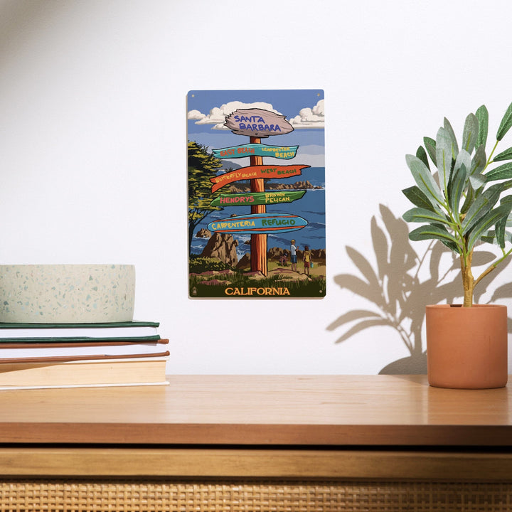 Santa Barbara, California, Destination Sign, Lantern Press Poster, Wood Signs and Postcards Wood Lantern Press
