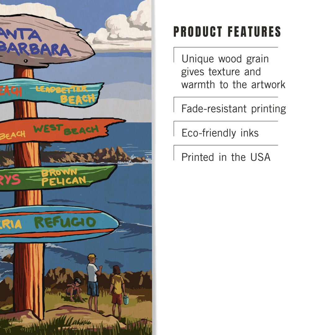 Santa Barbara, California, Destination Sign, Lantern Press Poster, Wood Signs and Postcards Wood Lantern Press