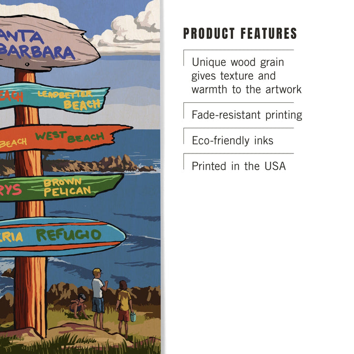 Santa Barbara, California, Destination Sign, Lantern Press Poster, Wood Signs and Postcards Wood Lantern Press