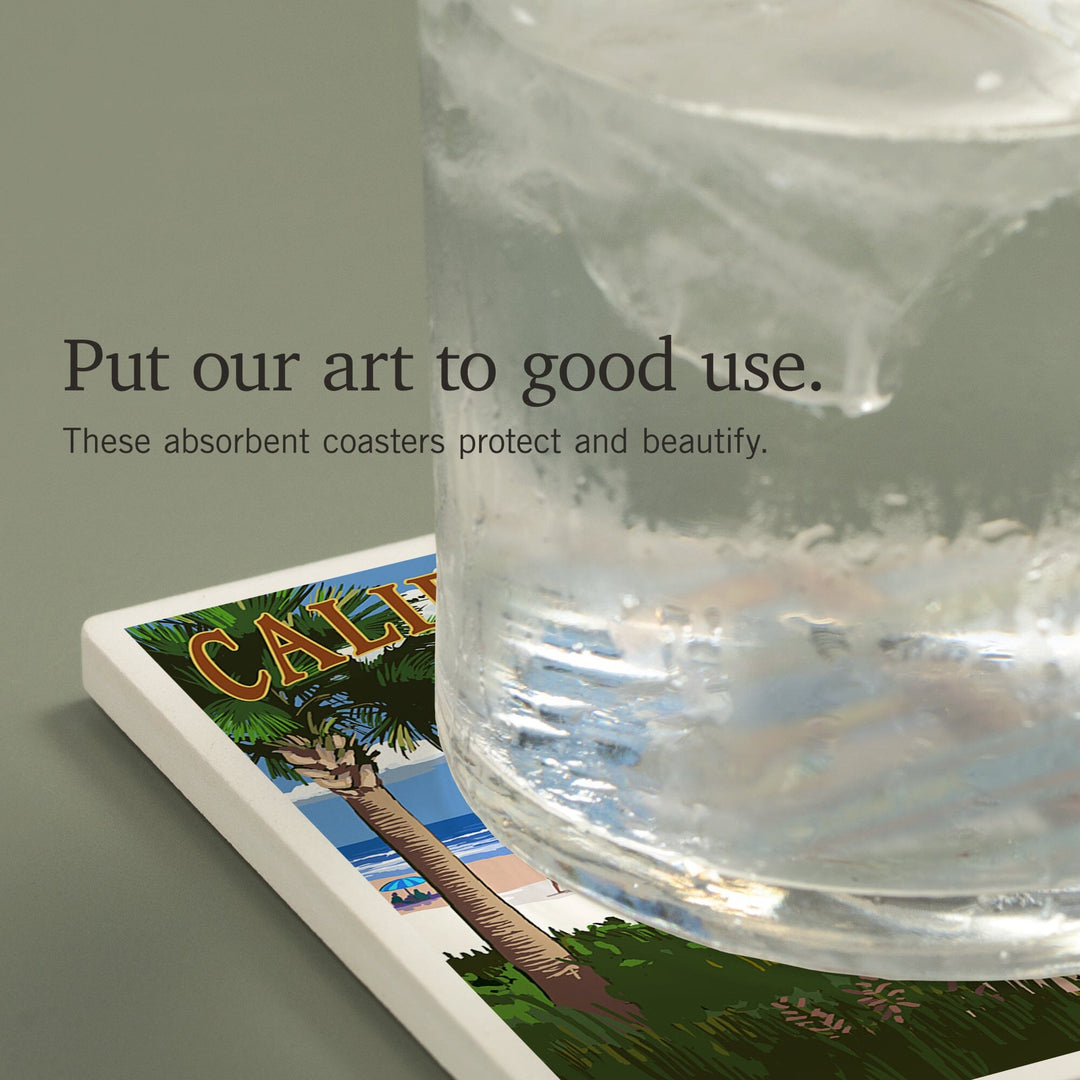 Santa Barbara, California, Destinations Sign, Coasters Coasters Lantern Press