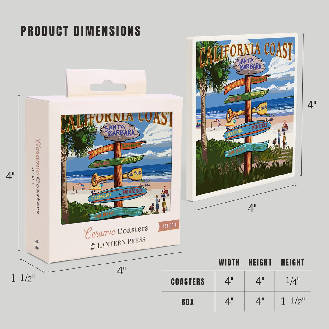 Santa Barbara, California, Destinations Sign, Coasters Coasters Lantern Press