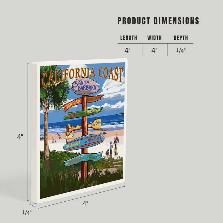 Santa Barbara, California, Destinations Sign, Coasters Coasters Lantern Press