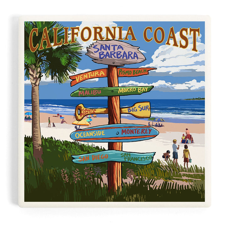 Santa Barbara, California, Destinations Sign, Coasters Coasters Lantern Press