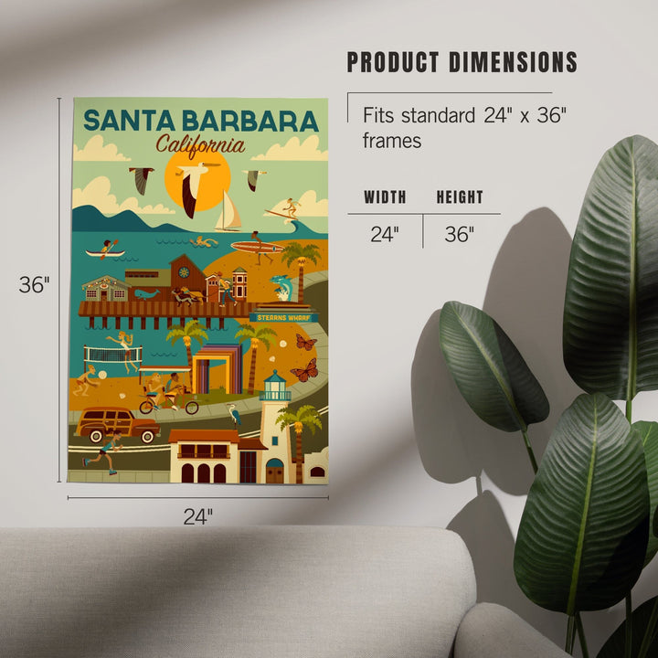 Santa Barbara, California, Geometric, Art & Giclee Prints Art Lantern Press