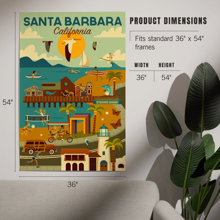Santa Barbara, California, Geometric, Art & Giclee Prints Art Lantern Press