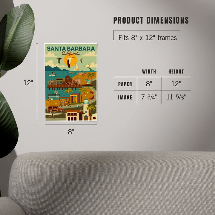 Santa Barbara, California, Geometric, Art & Giclee Prints Art Lantern Press