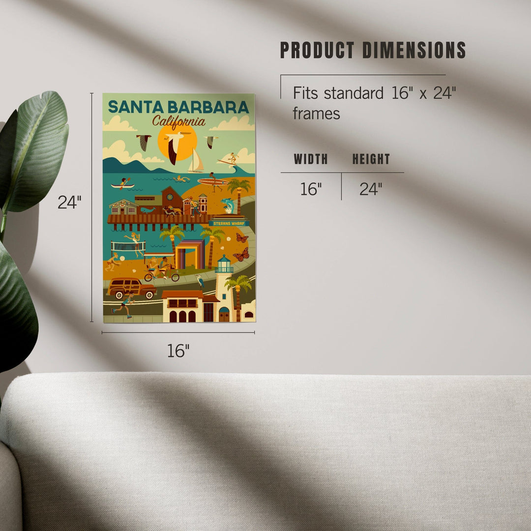 Santa Barbara, California, Geometric, Art & Giclee Prints Art Lantern Press