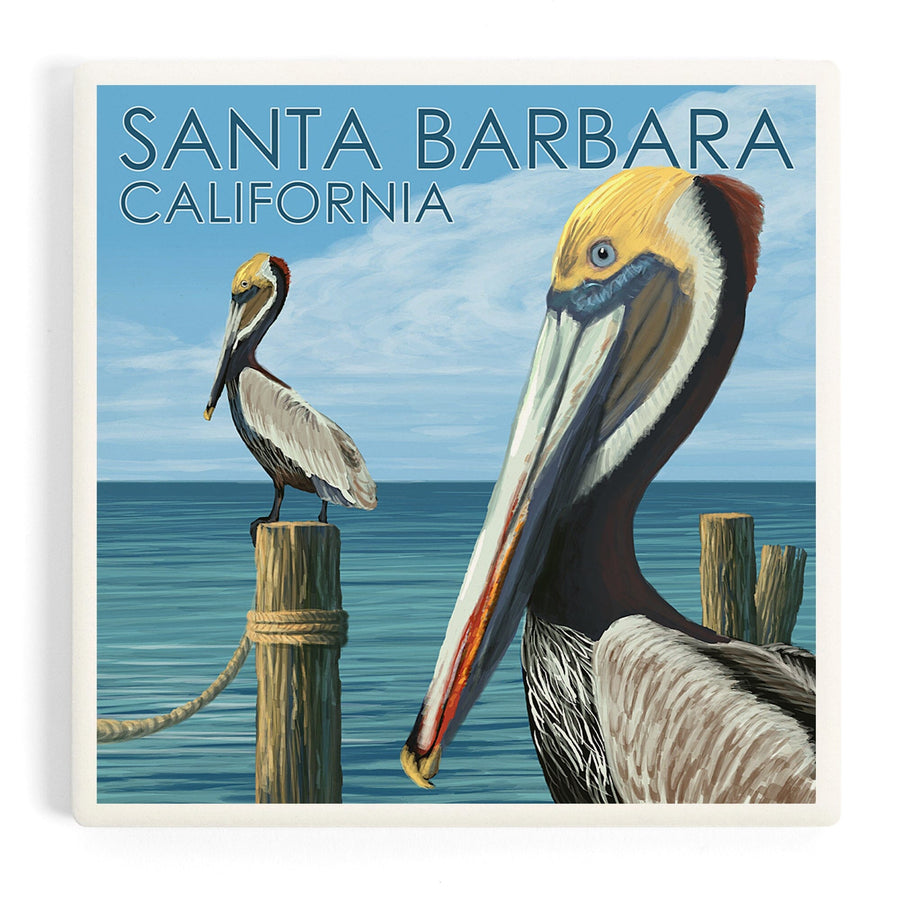 Santa Barbara, California, Pelican, Coasters Coasters Lantern Press