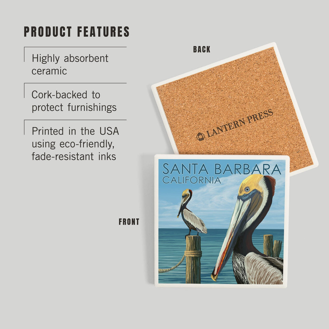 Santa Barbara, California, Pelican, Coasters Coasters Lantern Press