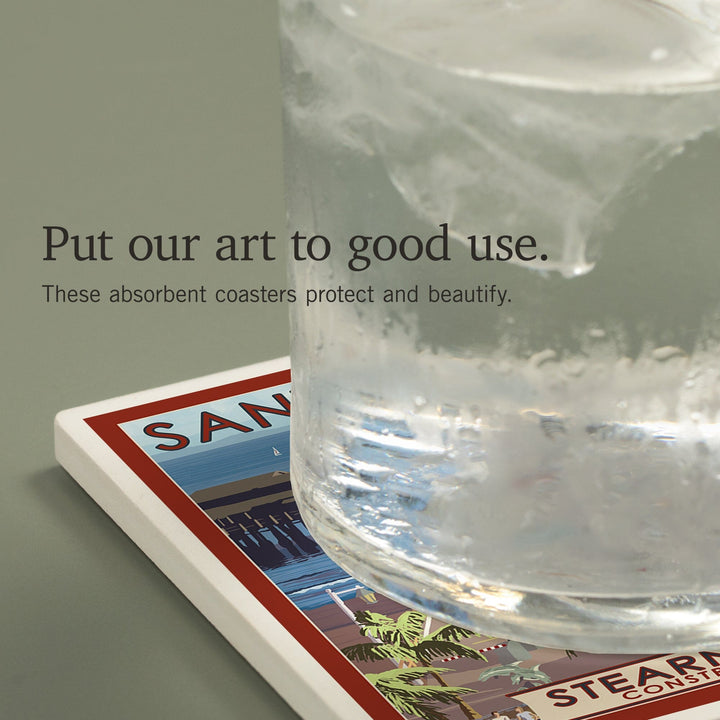 Santa Barbara, California, Stern's Wharf, Coasters Coasters Lantern Press