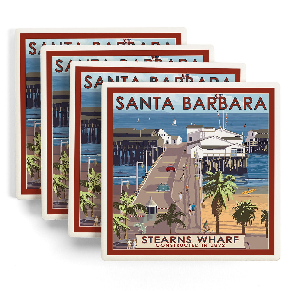 Santa Barbara, California, Stern's Wharf, Coasters Coasters Lantern Press