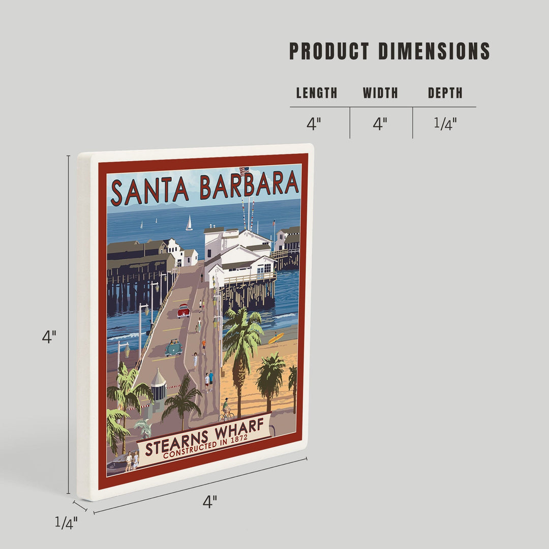 Santa Barbara, California, Stern's Wharf, Coasters Coasters Lantern Press