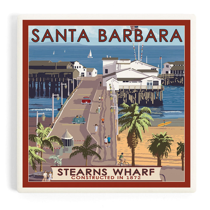 Santa Barbara, California, Stern's Wharf, Coasters Coasters Lantern Press Coaster