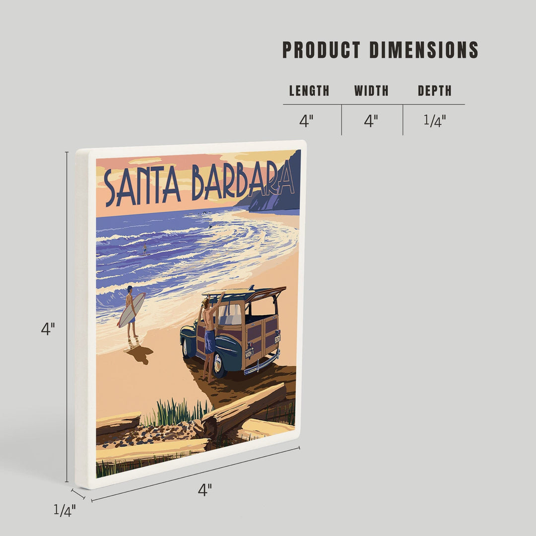 Santa Barbara, California, Woody on Beach, Coasters Coasters Lantern Press