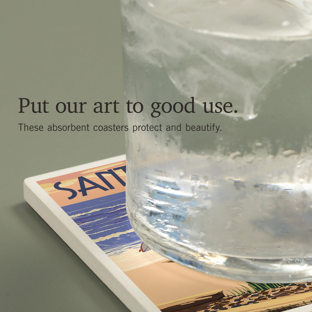 Santa Barbara, California, Woody on Beach, Coasters Coasters Lantern Press